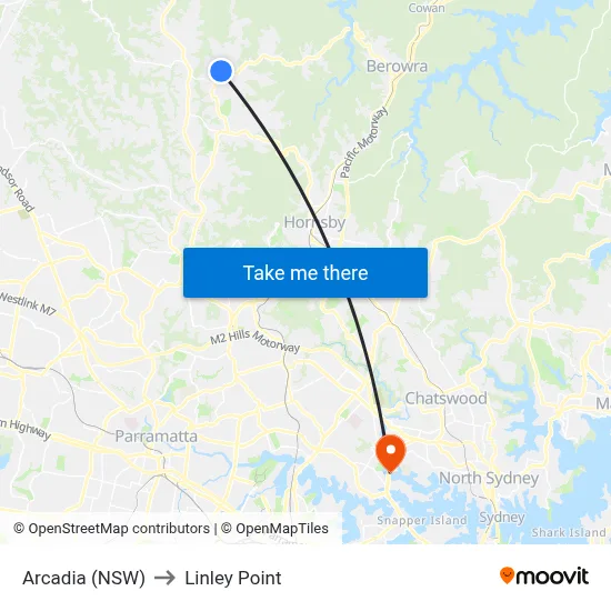 Arcadia (NSW) to Linley Point map