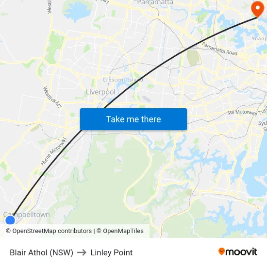 Blair Athol (NSW) to Linley Point map