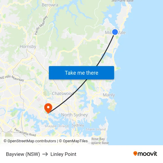 Bayview (NSW) to Linley Point map