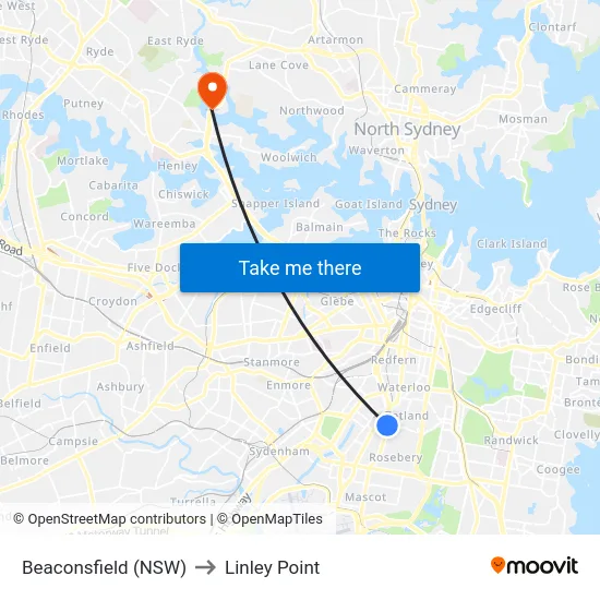 Beaconsfield (NSW) to Linley Point map