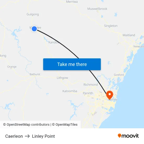 Caerleon to Linley Point map