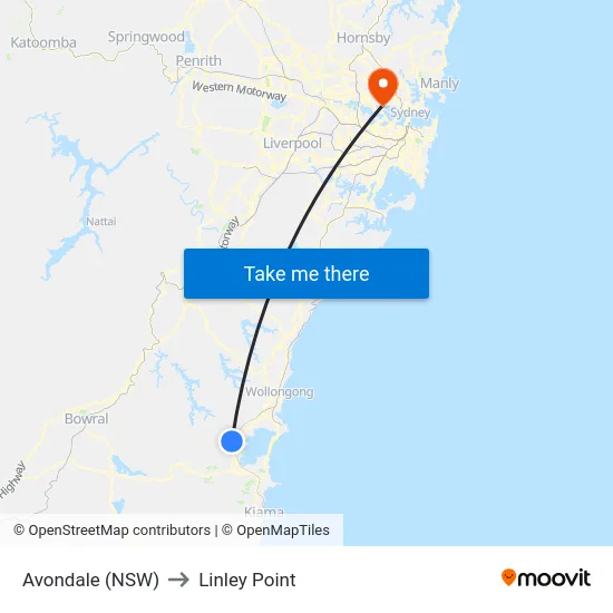 Avondale (NSW) to Linley Point map