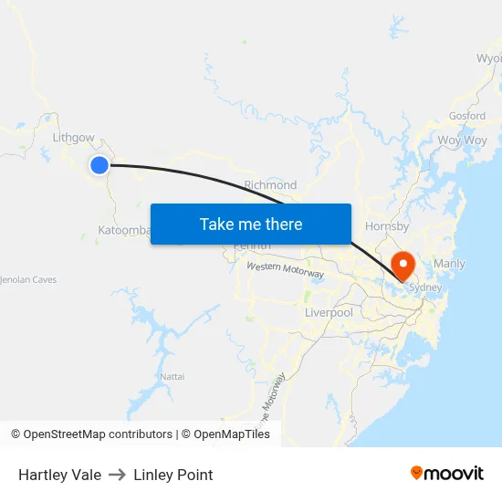 Hartley Vale to Linley Point map
