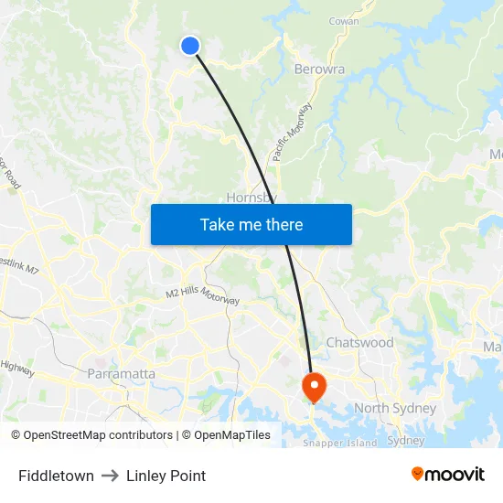 Fiddletown to Linley Point map