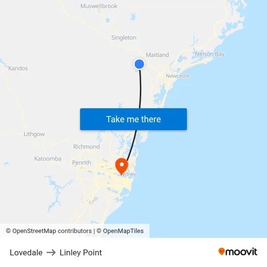 Lovedale to Linley Point map