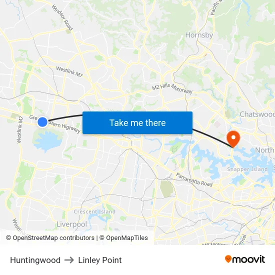 Huntingwood to Linley Point map