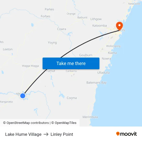 Lake Hume Village to Linley Point map