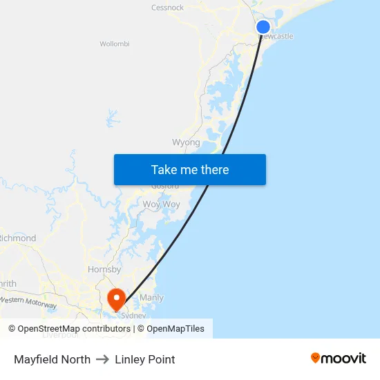 Mayfield North to Linley Point map