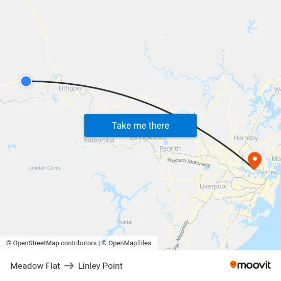 Meadow Flat to Linley Point map