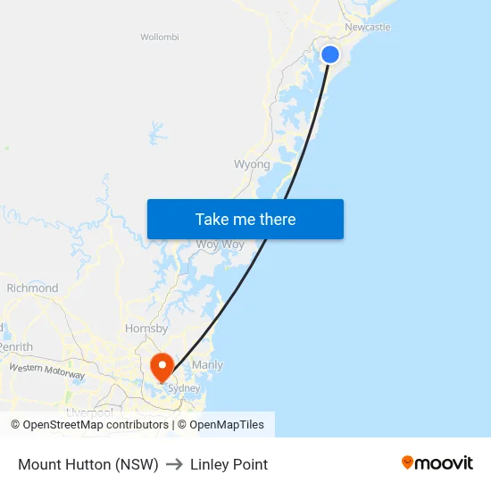 Mount Hutton (NSW) to Linley Point map