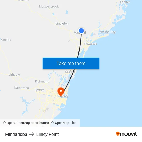 Mindaribba to Linley Point map