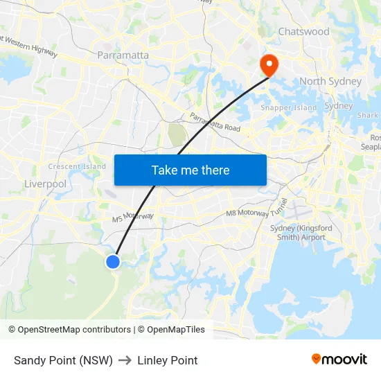 Sandy Point (NSW) to Linley Point map