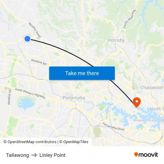 Tallawong to Linley Point map