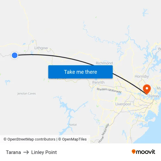 Tarana to Linley Point map