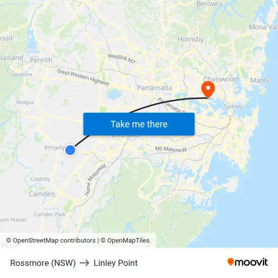 Rossmore (NSW) to Linley Point map