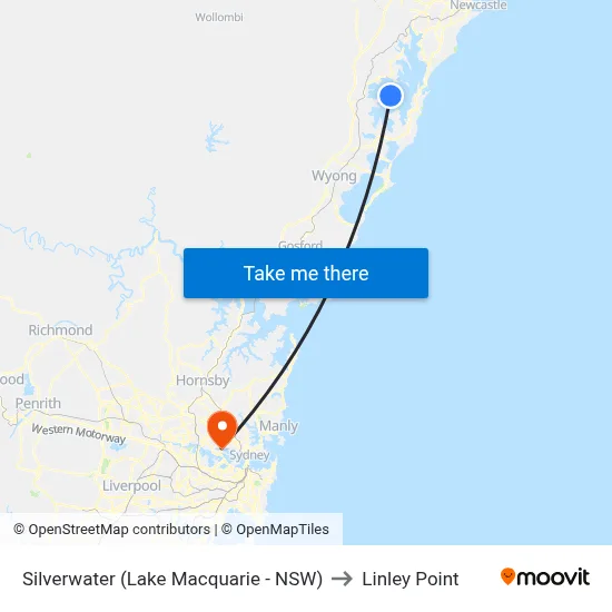 Silverwater (Lake Macquarie - NSW) to Linley Point map