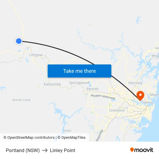 Portland (NSW) to Linley Point map