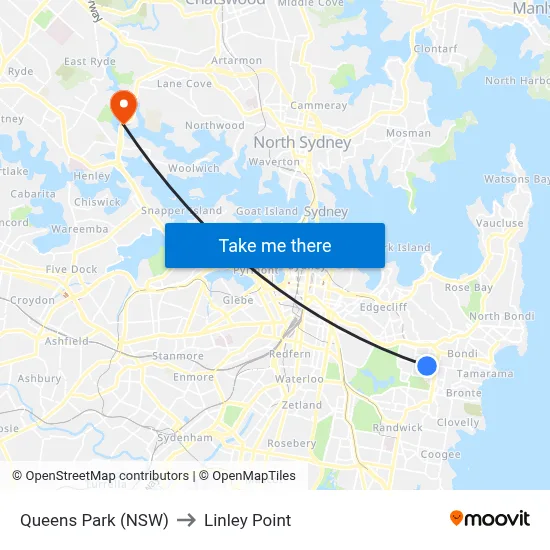 Queens Park (NSW) to Linley Point map