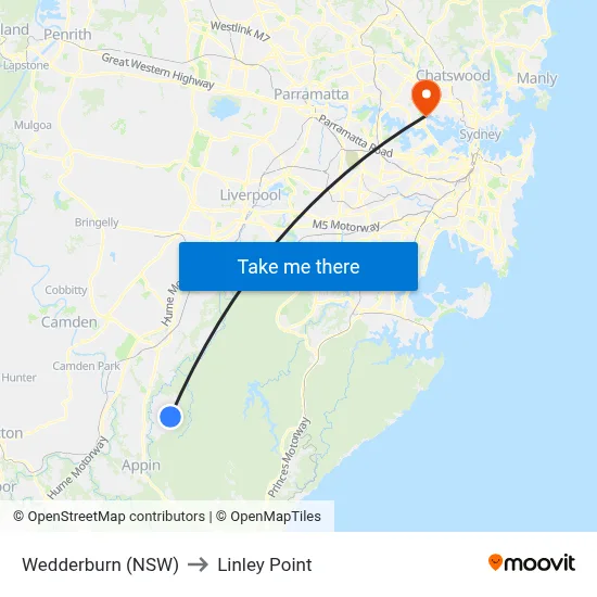 Wedderburn (NSW) to Linley Point map