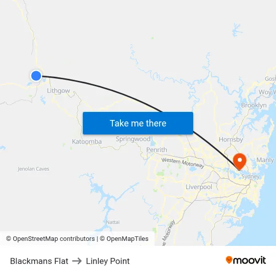 Blackmans Flat to Linley Point map