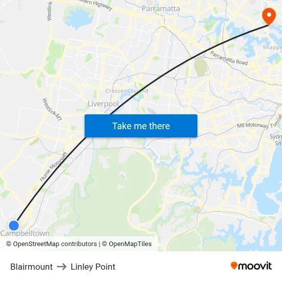 Blairmount to Linley Point map