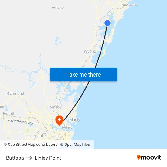 Buttaba to Linley Point map