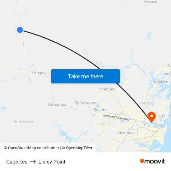 Capertee to Linley Point map