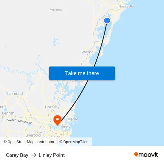Carey Bay to Linley Point map