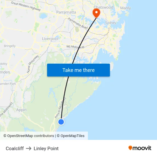 Coalcliff to Linley Point map