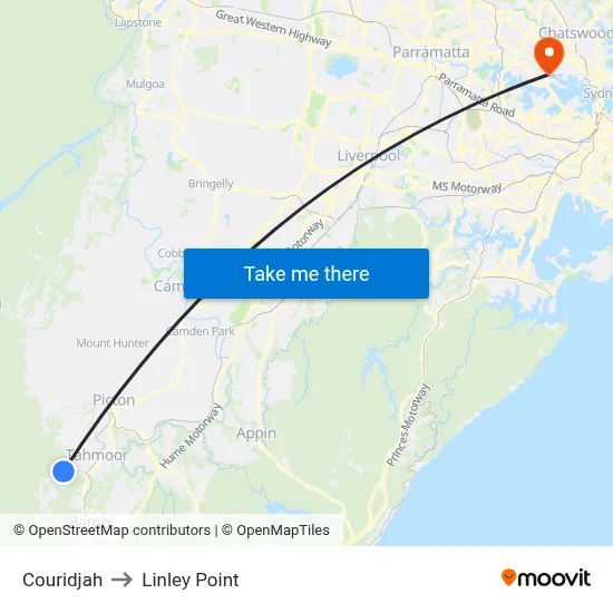 Couridjah to Linley Point map
