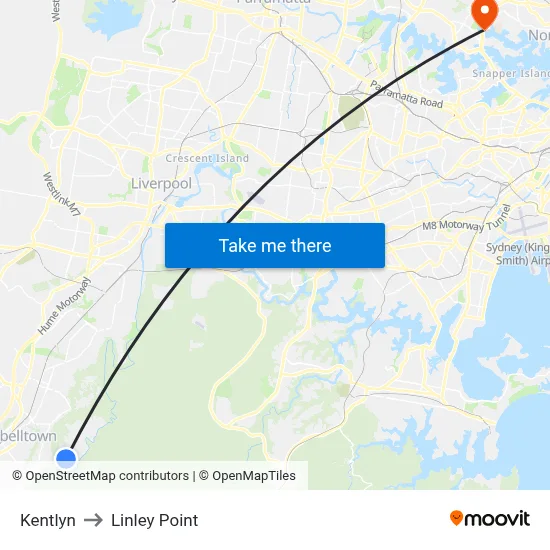 Kentlyn to Linley Point map