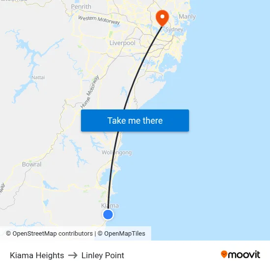 Kiama Heights to Linley Point map