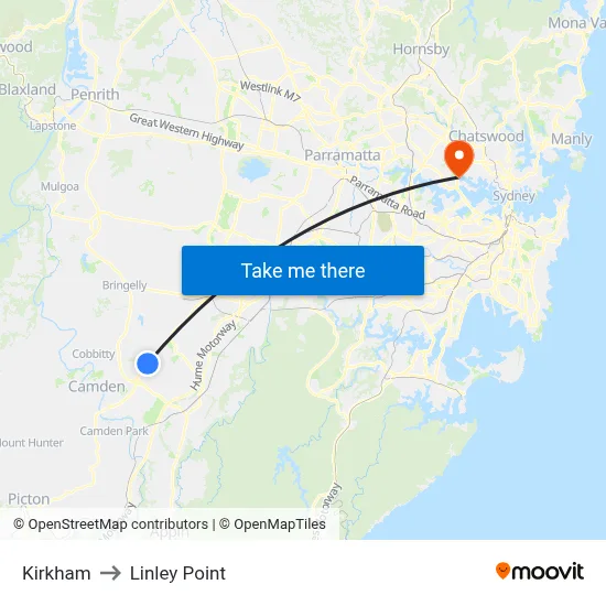 Kirkham to Linley Point map