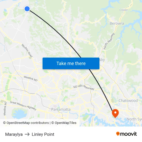 Maraylya to Linley Point map