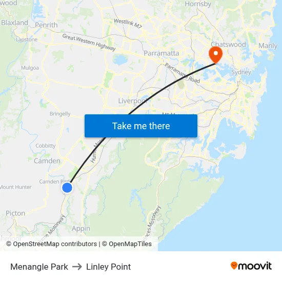 Menangle Park to Linley Point map