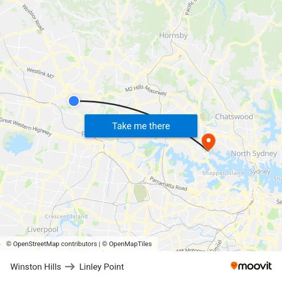 Winston Hills to Linley Point map