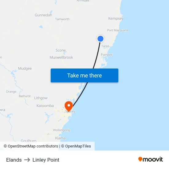 Elands to Linley Point map