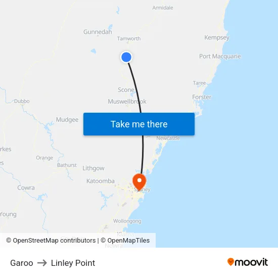 Garoo to Linley Point map