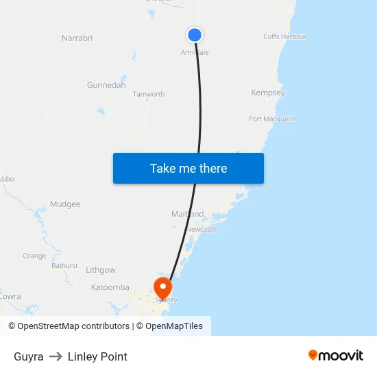 Guyra to Linley Point map
