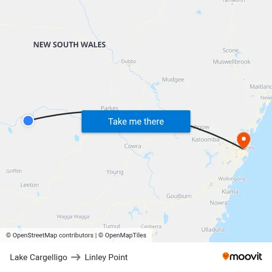 Lake Cargelligo to Linley Point map