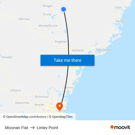 Moonan Flat to Linley Point map