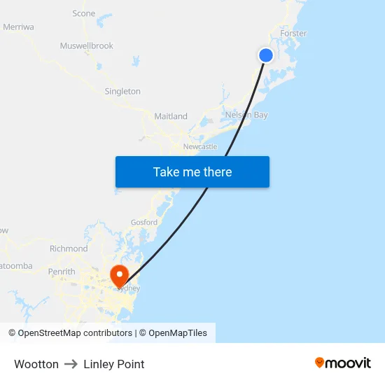 Wootton to Linley Point map