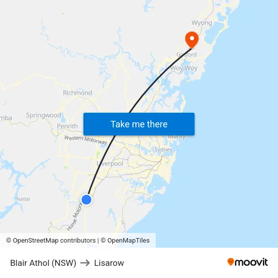 Blair Athol (NSW) to Lisarow map
