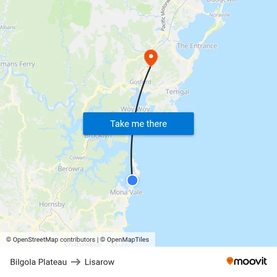 Bilgola Plateau to Lisarow map