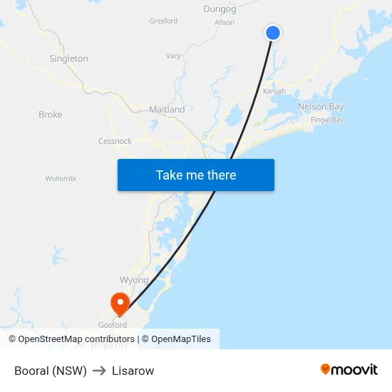 Booral (NSW) to Lisarow map