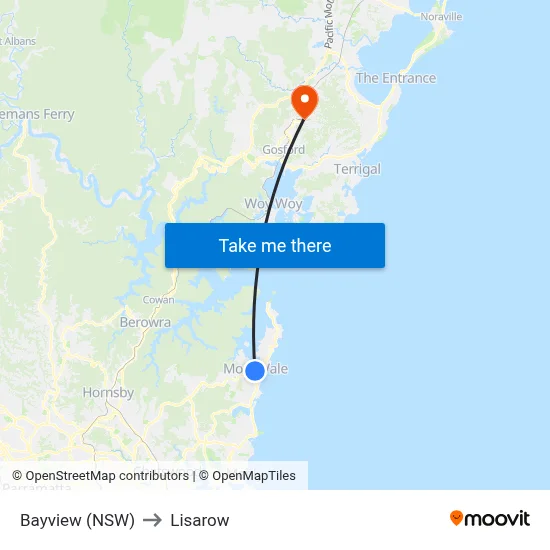 Bayview (NSW) to Lisarow map