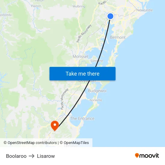 Boolaroo to Lisarow map