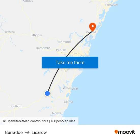 Burradoo to Lisarow map