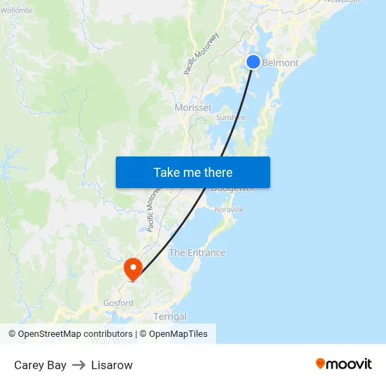 Carey Bay to Lisarow map