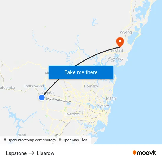 Lapstone to Lisarow map